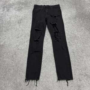 Levi's Mile High Super Skinny Distressed Denim Jeans Womens 29 Black High Rise